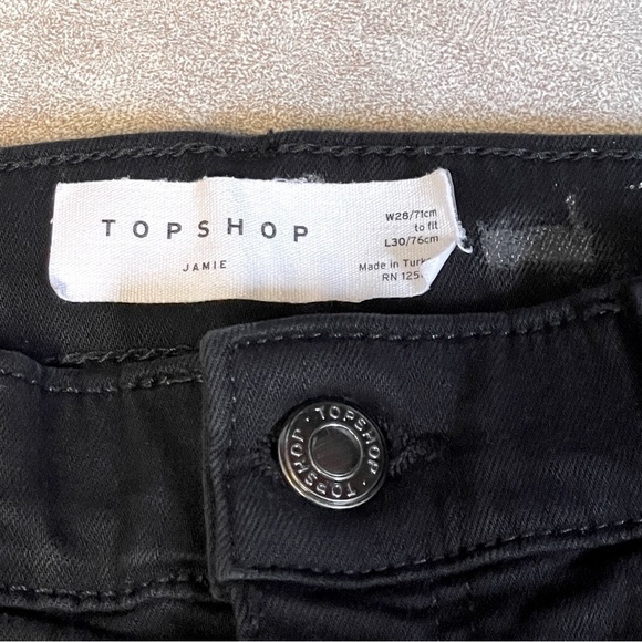Topshop Jamie Distressed Black High Rise Window Rip Skinny Jeans Size 28 - Picture 8 of 10
